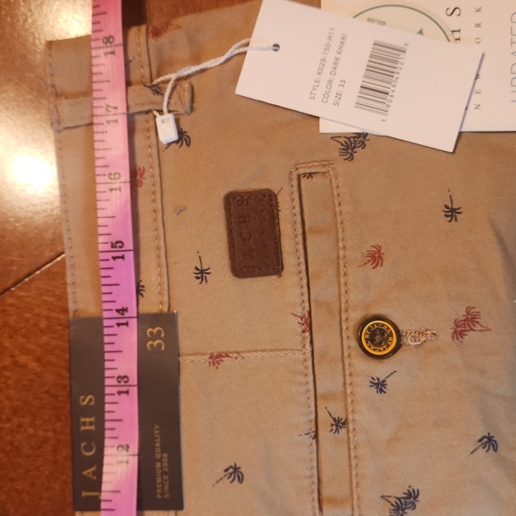 Jachs Bleecker Stretch Twill Preppy Golf Chino Shorts, Khaki & Blue Palm Tree - Picture 11 of 12